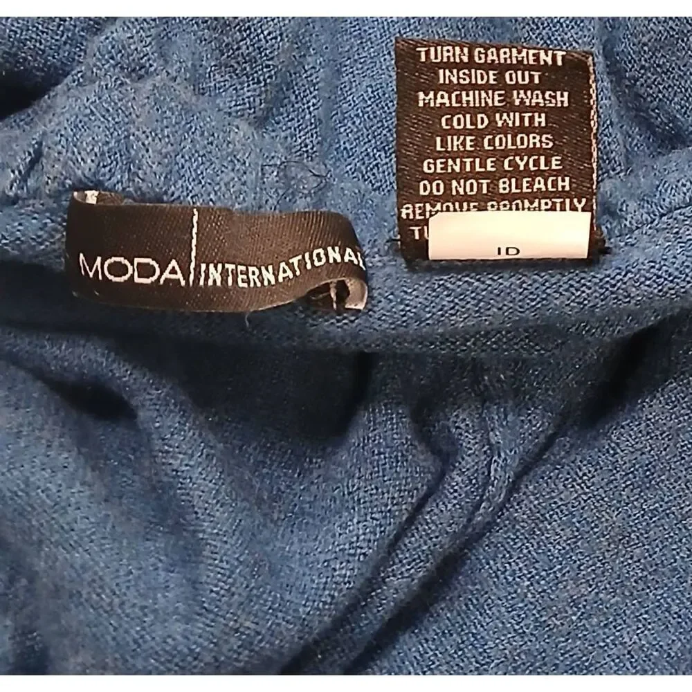 Moda int womens small cobalt blue cotton cashmere sweater cardigan ruched